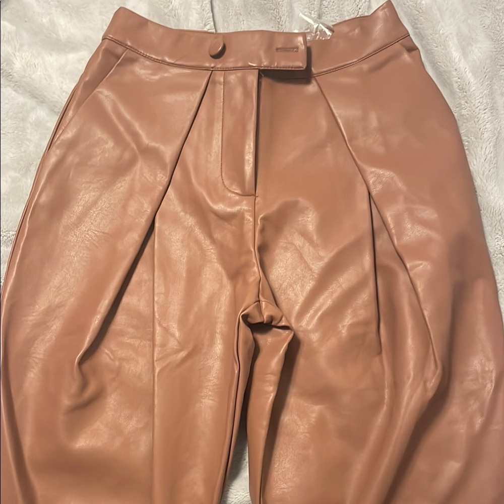 Chic Tan Leather Pants